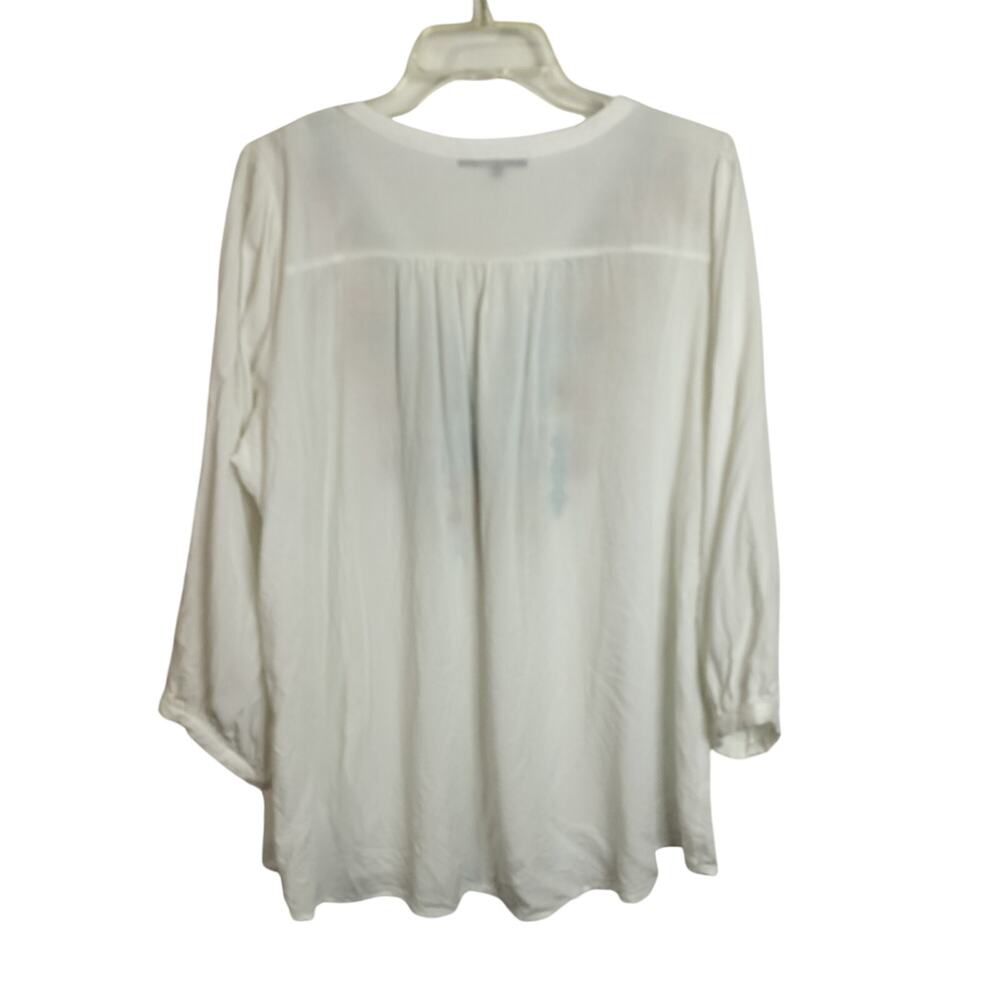 4654) Andree by Unit White Floral Embroidery Boho Cottagecore Tunic Top 1X - Picture 8 of 8